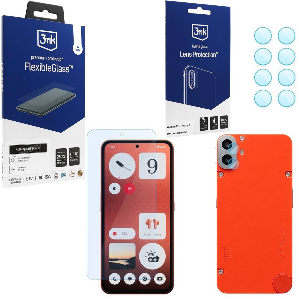 SZKŁO 3mk Flexible Glass + 4x APARAT Lens Protection do Nothing CMF Phone 1
