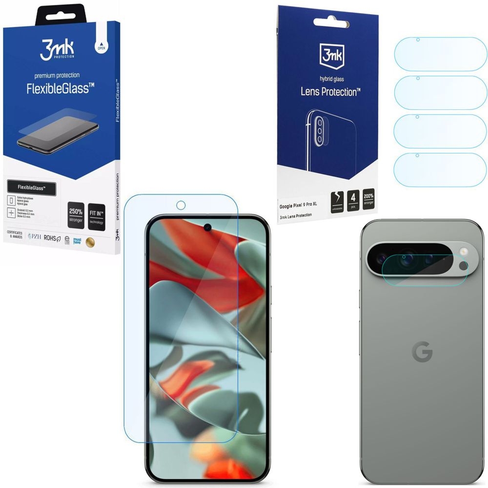 SZKŁO 3mk Flexible Glass + 4x APARAT Lens Protection do Google Pixel 9 Pro XL