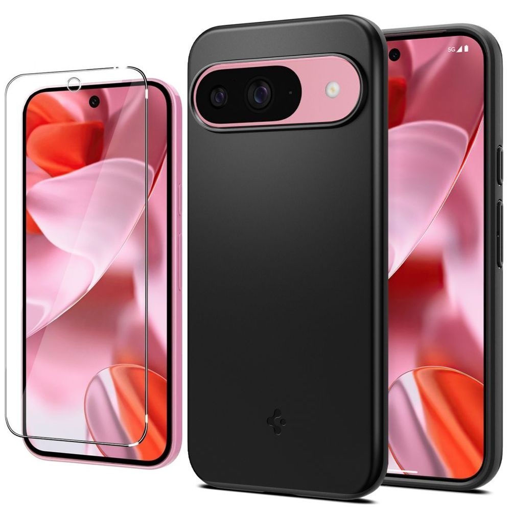 Etui SPIGEN Thin Fit | Black + SZKŁO do Google Pixel 9 / 9 Pro