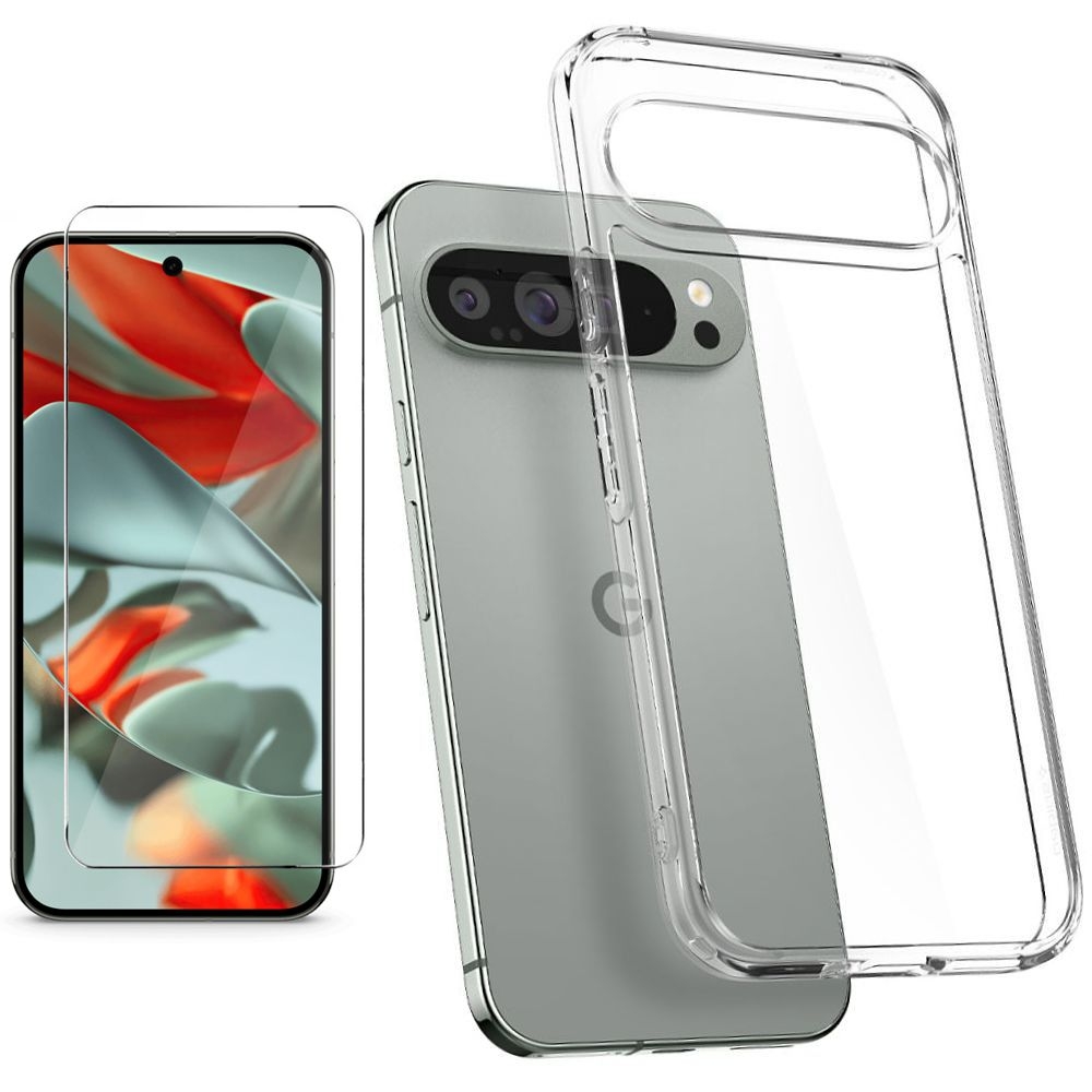 Etui SPIGEN Ultra Hybrid | Crystal  Clear + SZKŁO do Google Pixel 9 Pro XL