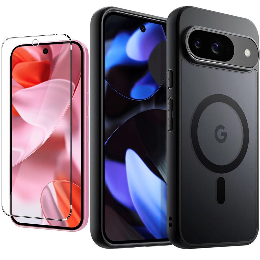 Etui Magnetic MagSafe | Matte Black + SZKŁO do Google Pixel 9 / 9 Pro