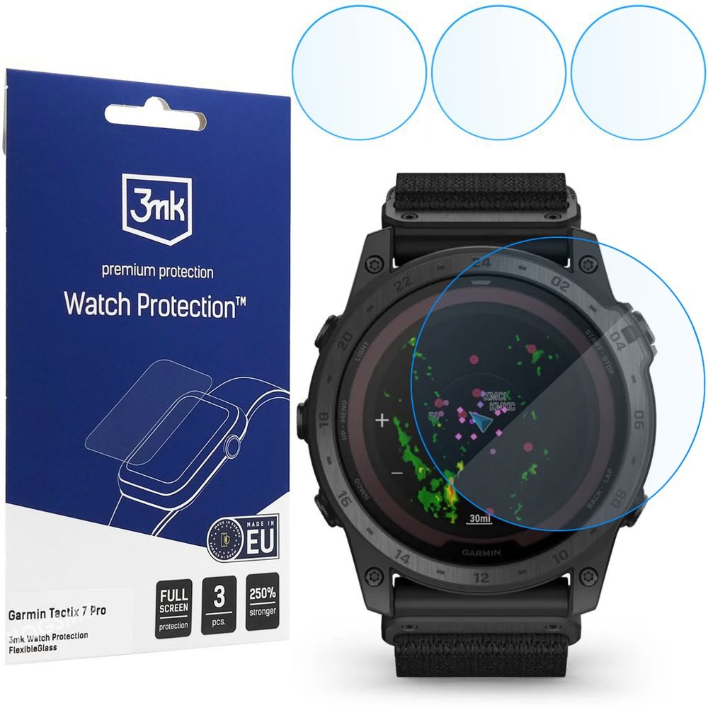 3x Szkło Hybrydowe 3mk Watch Protection do Garmin Tactix 7 / Pro