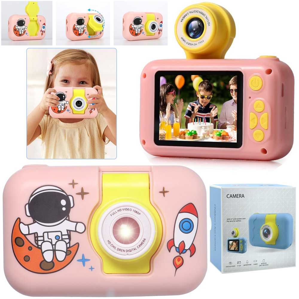 Kids Camera | Aparat Cyfrowy dla Dzieci Fotograficzny 40Mpx | Kamera Gry | Różowy