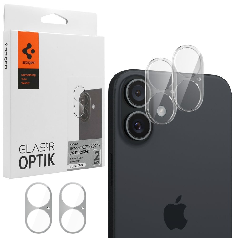SPIGEN Glas.tR OPTIK | Osłona Szkło Hartowane na Aparat | 2 sztuki | Clear do Apple iPhone 16 /  16 Plus