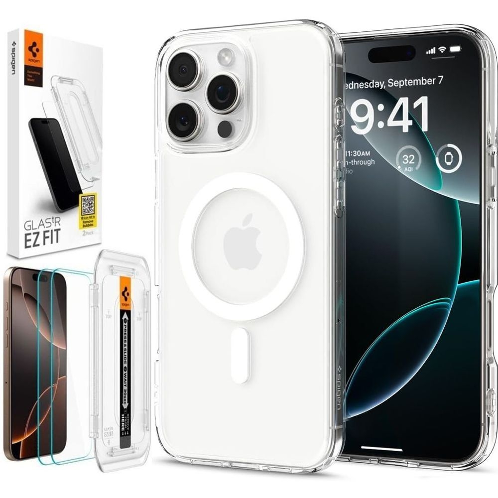 Etui SPIGEN Ultra Hybrid MagSafe | White + 2x SZKŁO Spigen do Apple iPhone 16 Pro |