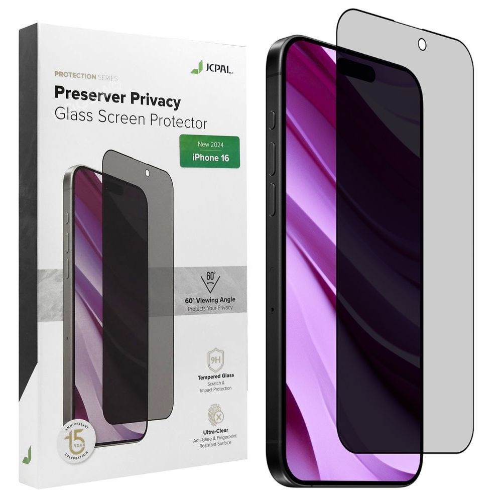 JCPAL Preserver Privacy Glass | SZKŁO Prywatyzujące do Apple iPhone 16 |