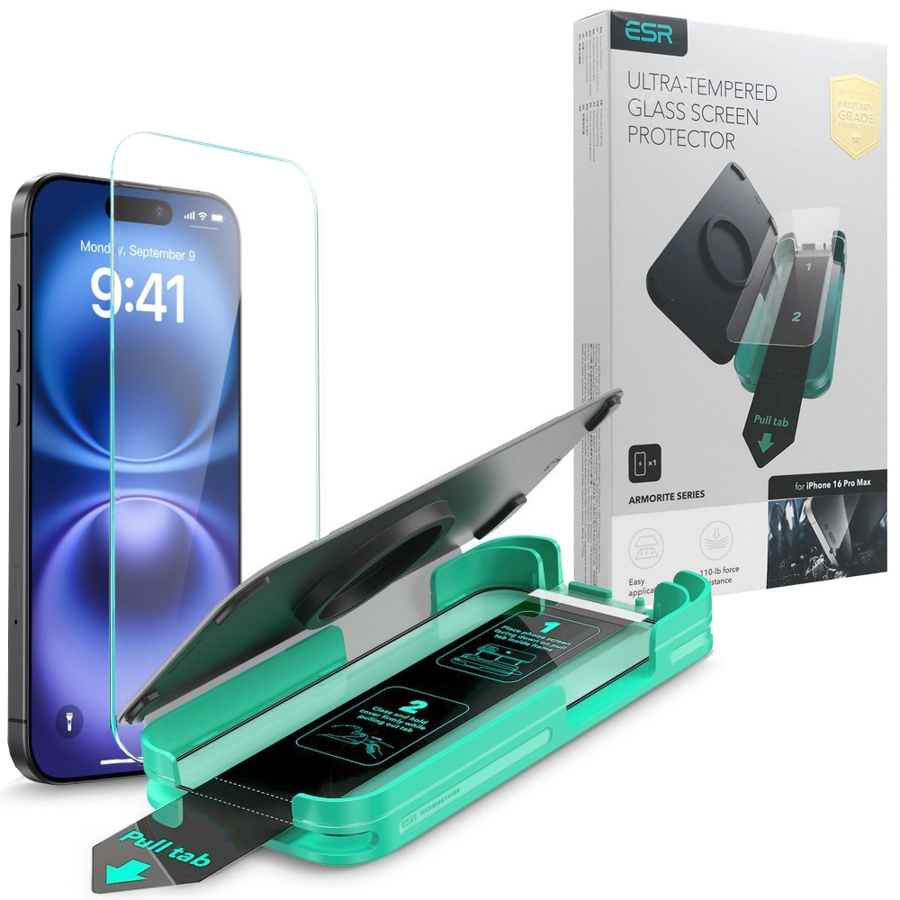 ESR ARMORITE Szkło Hartowane + Ramka Instalacyjna do Apple iPhone 16 Pro Max
