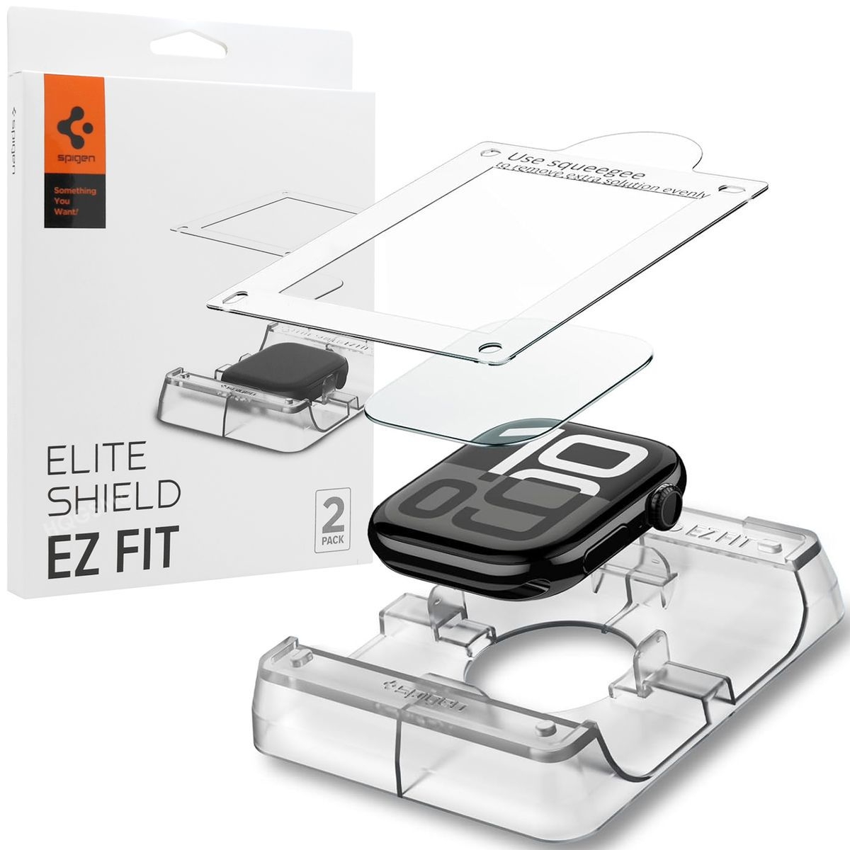 2x Szkło Hybrydowe SPIGEN EliteShield EZ Fit + Ramka Montażowa do Apple Watch 11/10 42mm