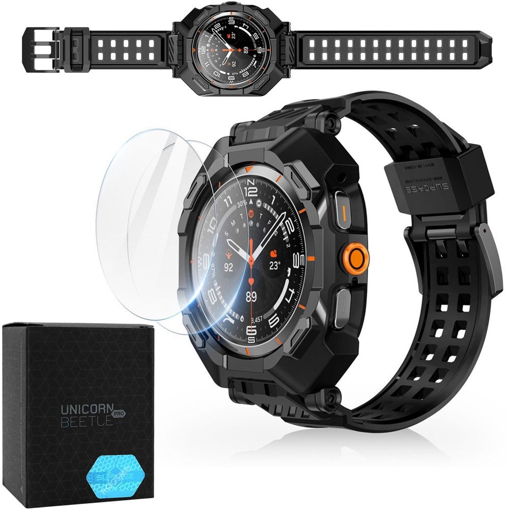 SUPCASE Unicorn Beetle Pro | Etui Pancerne + Pasek + 2x SZKŁO do Samsung Galaxy Watch Ultra 47mm