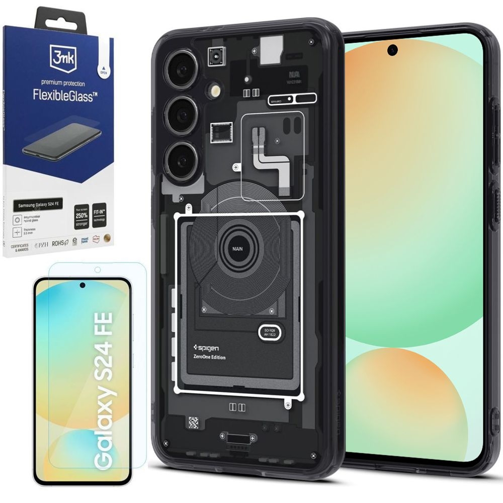 Etui SPIGEN Ultra Hybrid | Zero One + SZKŁO 3mk FG do Samsung Galaxy S24 FE