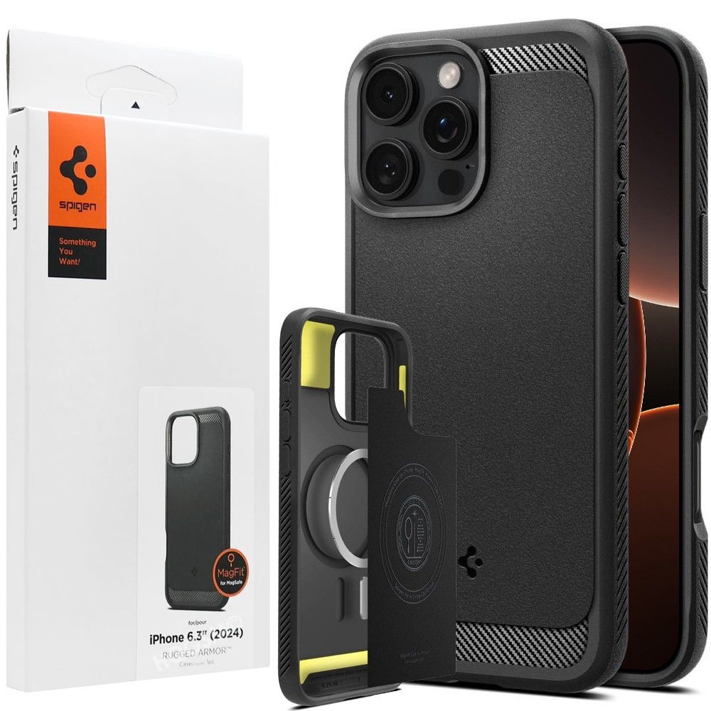Etui SPIGEN Rugged Armor MagSafe | Black do Apple iPhone 16 Pro |
