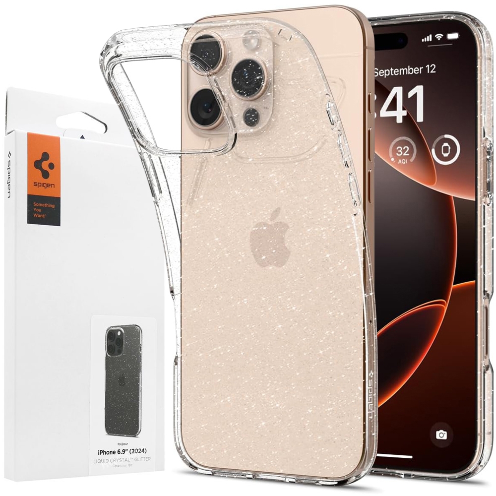 Etui SPIGEN Liquid Crystal Glitter | Crystal Quartz do Apple iPhone 16 Pro Max
