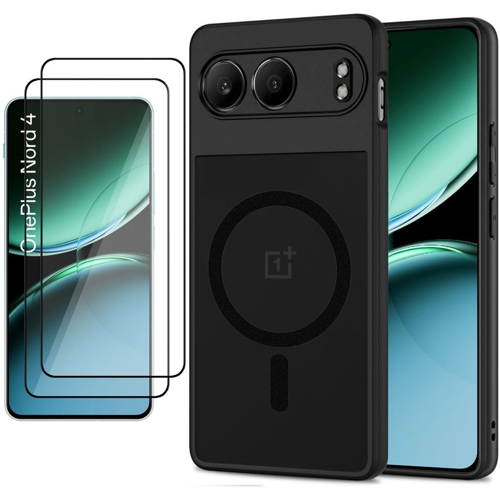 Etui Magnetic MagSafe | Matte Black + 2x SZKŁO 5D do OnePlus Nord 4