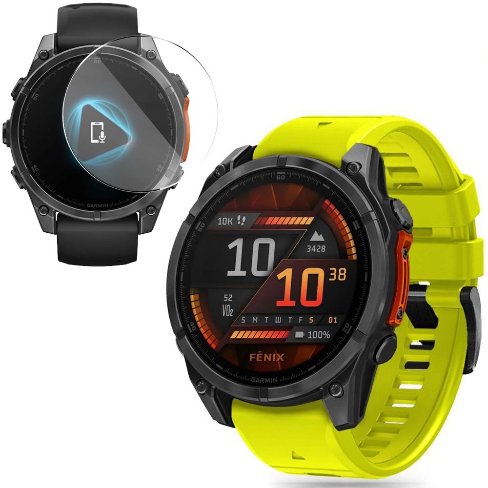 Pasek Silikonowy FIT Line | 22mm | Lime + SZKŁO do Garmin Fenix 8 47mm AMOLED