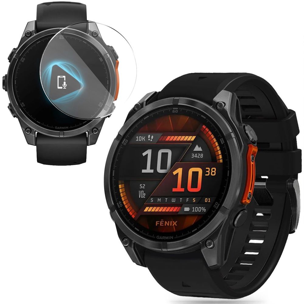 Pasek Silikonowy FIT Line | 22mm | Black + SZKŁO do Garmin Fenix 8 47mm AMOLED