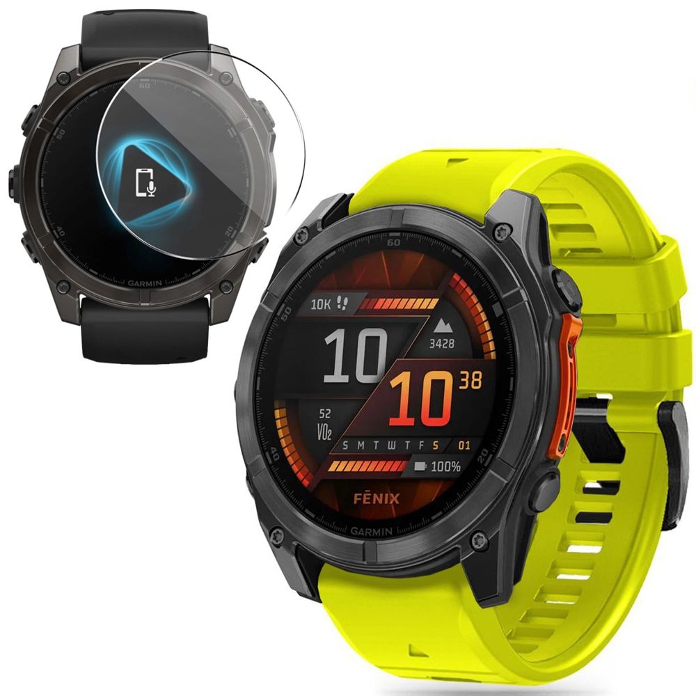 Pasek Silikonowy FIT Line | 26mm | Lime + SZKŁO do Garmin Fenix 8 51mm AMOLED