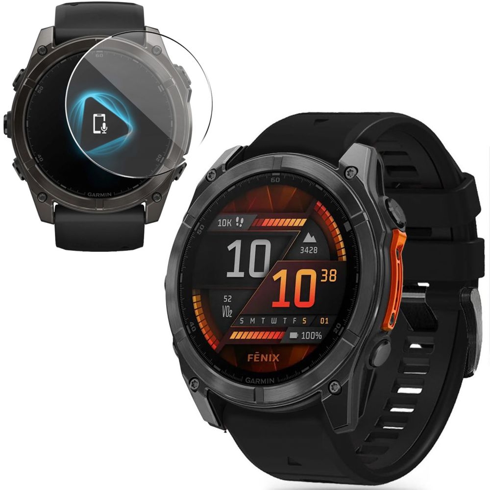 Pasek Silikonowy FIT Line | 26mm | Black + SZKŁO do Garmin Fenix 8 51mm AMOLED
