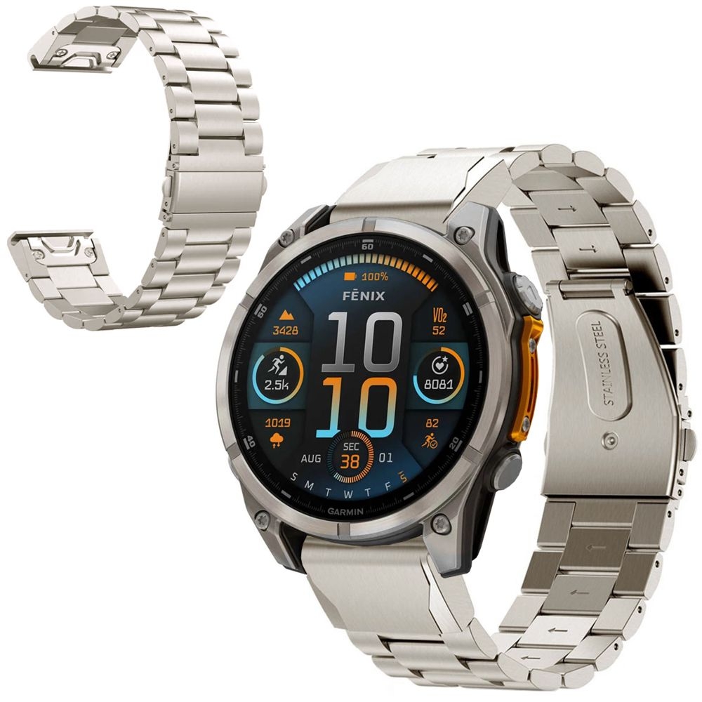 Bransoleta Stalowa Pasek Stainless | 22mm | Titanium do Garmin Fenix 8 47mm /7/6/6 Pro/epix 2/E