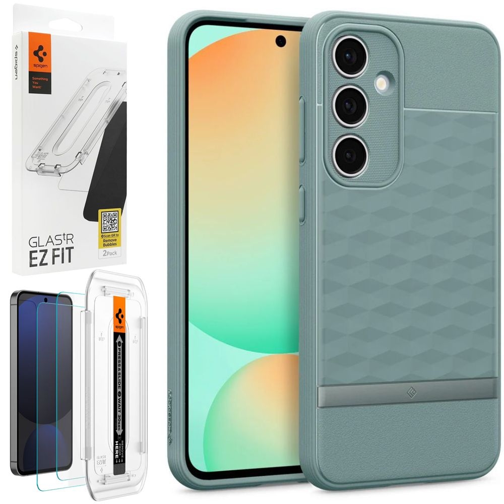 Etui SPIGEN Caseology Parallax | Sage Green + 2x SZKŁO Spigen do Samsung Galaxy S24 FE