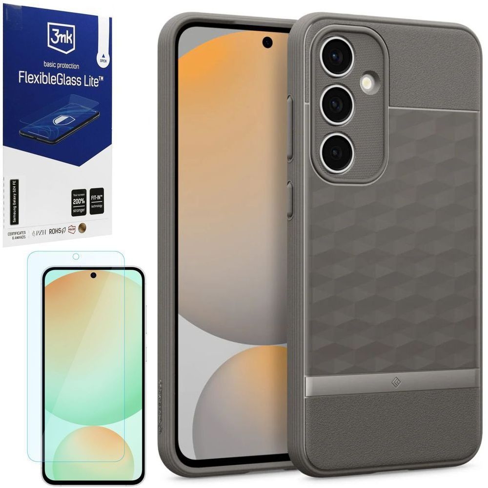 Etui SPIGEN Caseology Parallax | Ash Gray + SZKŁO 3mk Lite do Samsung Galaxy S24 FE