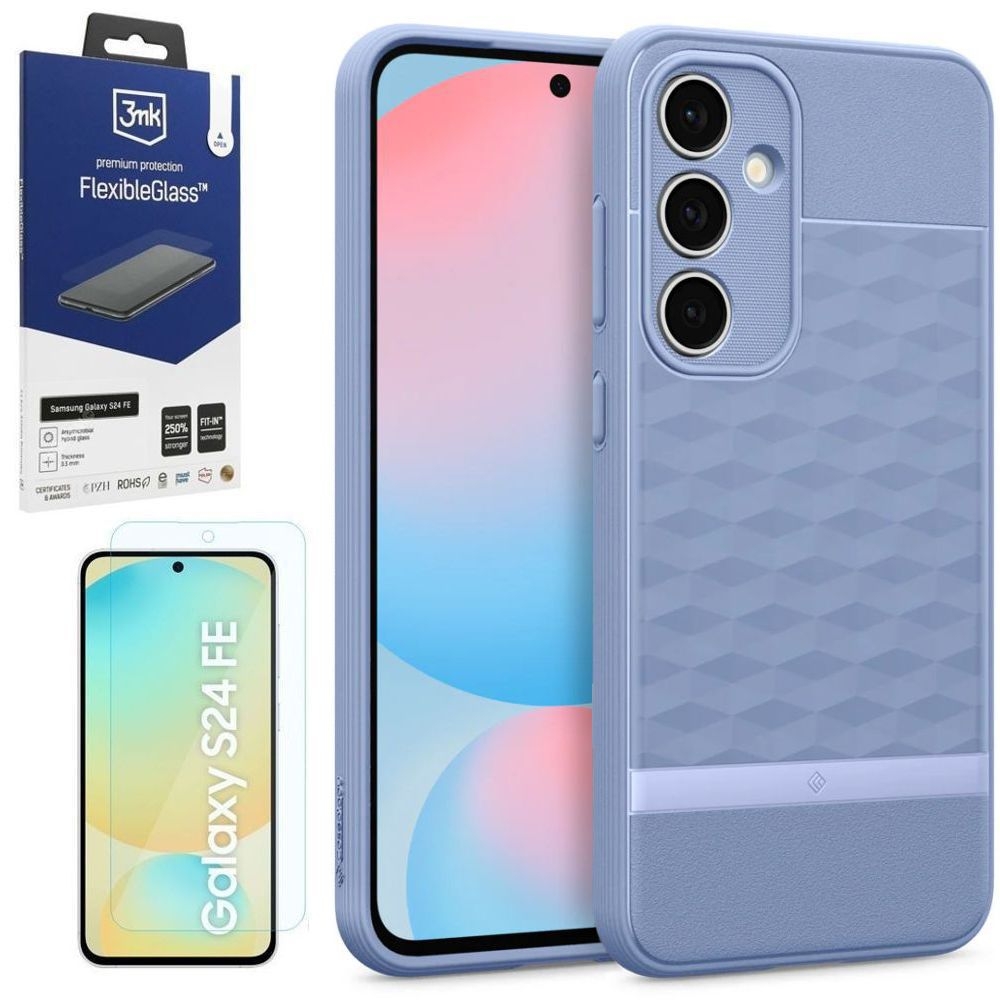 Etui SPIGEN Caseology Parallax | Purple-ish + SZKŁO 3mk FG do Samsung Galaxy S24 FE