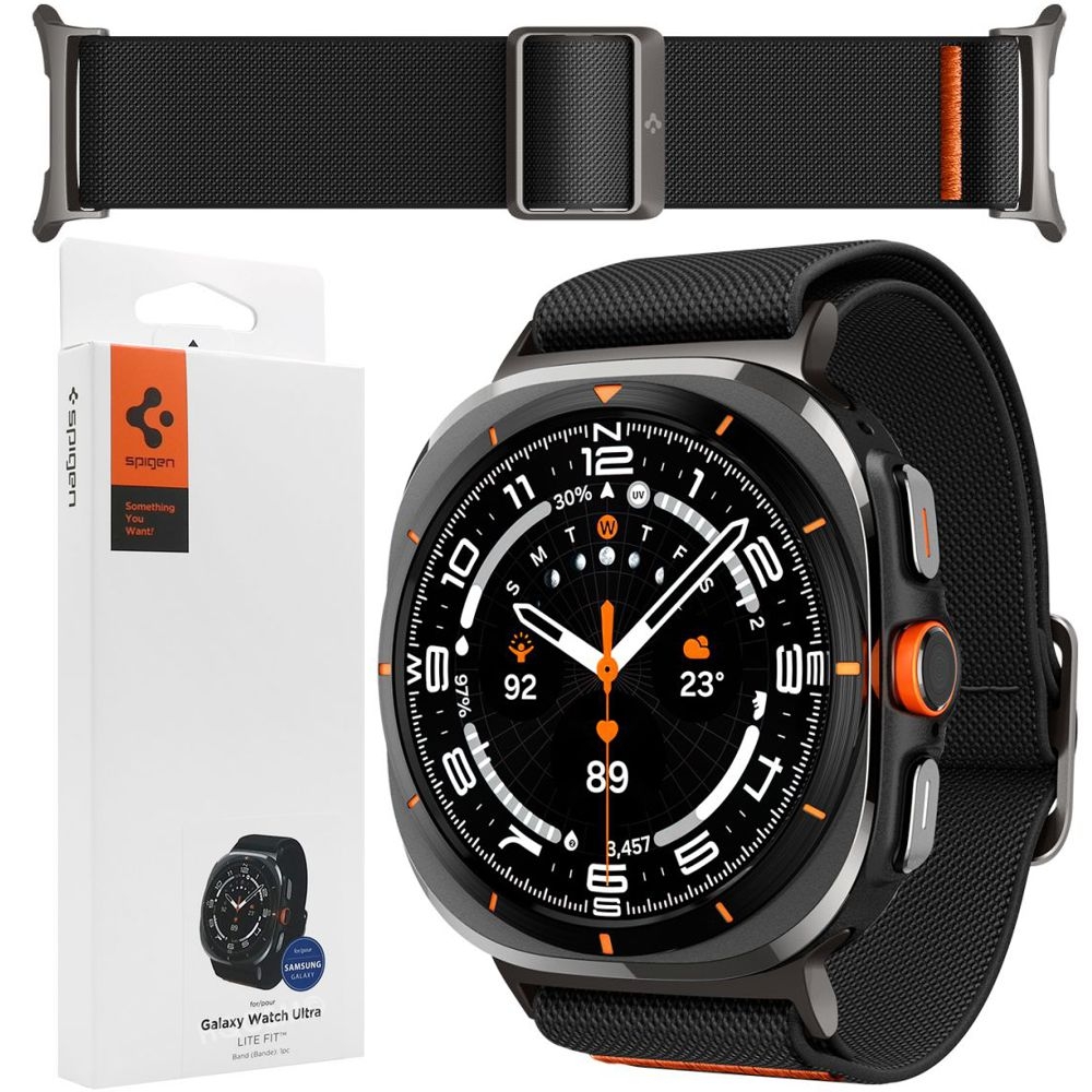 SPIGEN Lite Fit Ultra | Elastyczny Pasek | Czarny do Samsung Galaxy Watch Ultra2 / Ultra 2025 / Ultra