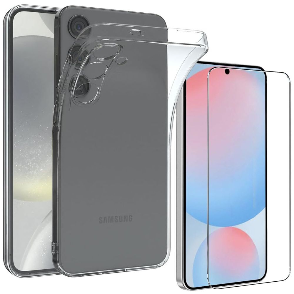 Cienkie Mocne Etui Air Case PRO 2mm | Bezbarwne + SZKŁO do Samsung Galaxy S24 FE