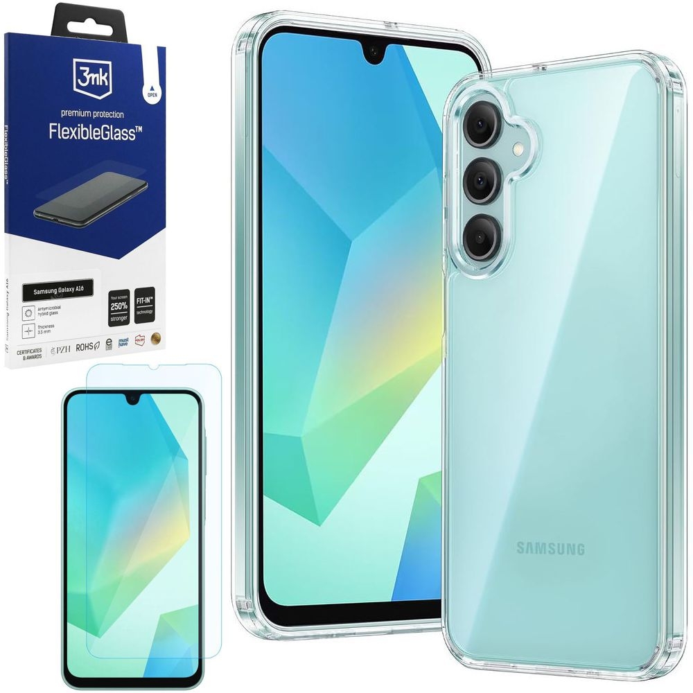 Pancerne Etui 3mk Armor Case | Clear + SZKŁO 3mk FG do Samsung Galaxy A16 / 5G