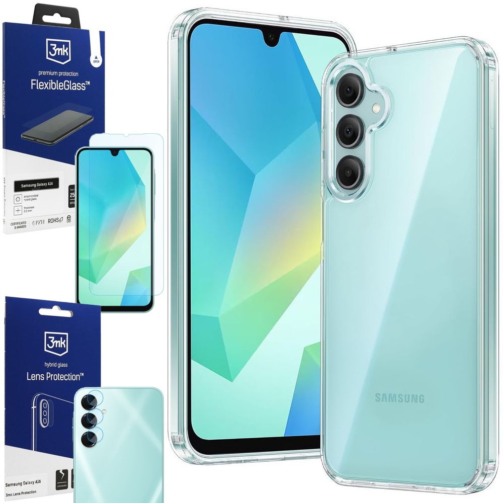 Pancerne Etui 3mk Armor Case | Clear + SZKŁO 3mk + 4x APARAT do Samsung Galaxy A16 / 5G