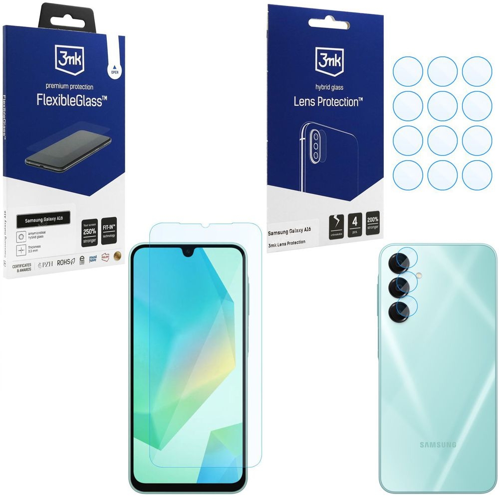 SZKŁO 3mk Flexible Glass + 4x APARAT Lens Protection do Samsung Galaxy A16 / 5G