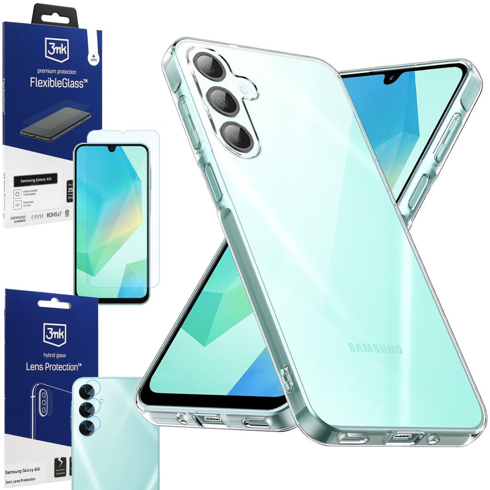 Etui 3mk Clear Case | Bezbarwne + SZKŁO 3mk + 4x APARAT do Samsung Galaxy A16 / 5G
