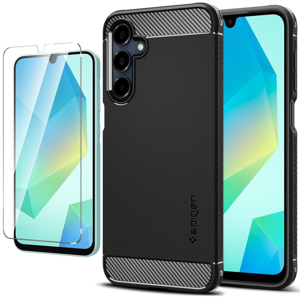 Etui SPIGEN Rugged Armor | Black + SZKŁO do Samsung Galaxy A16 / 5G