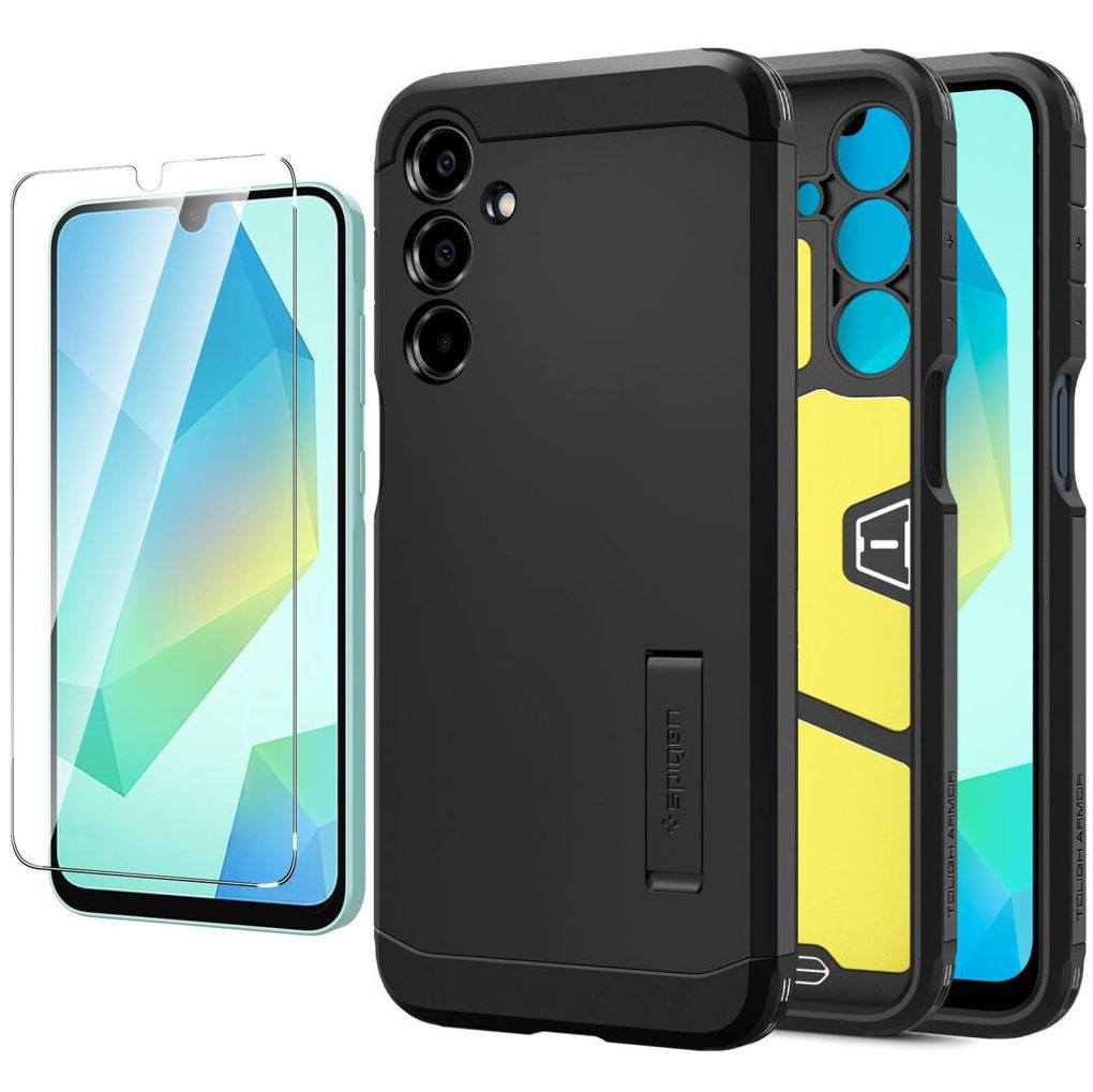Pancerne Etui SPIGEN Tough Armor | Black + SZKŁO do Samsung Galaxy A16 / 5G