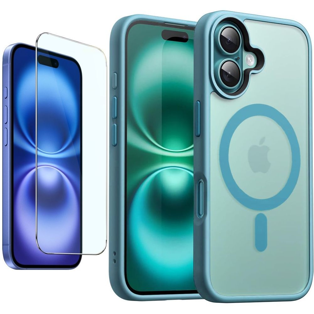 Etui Magnetic MagSafe | Matte Turquoise + SZKŁO do Apple iPhone 16 |