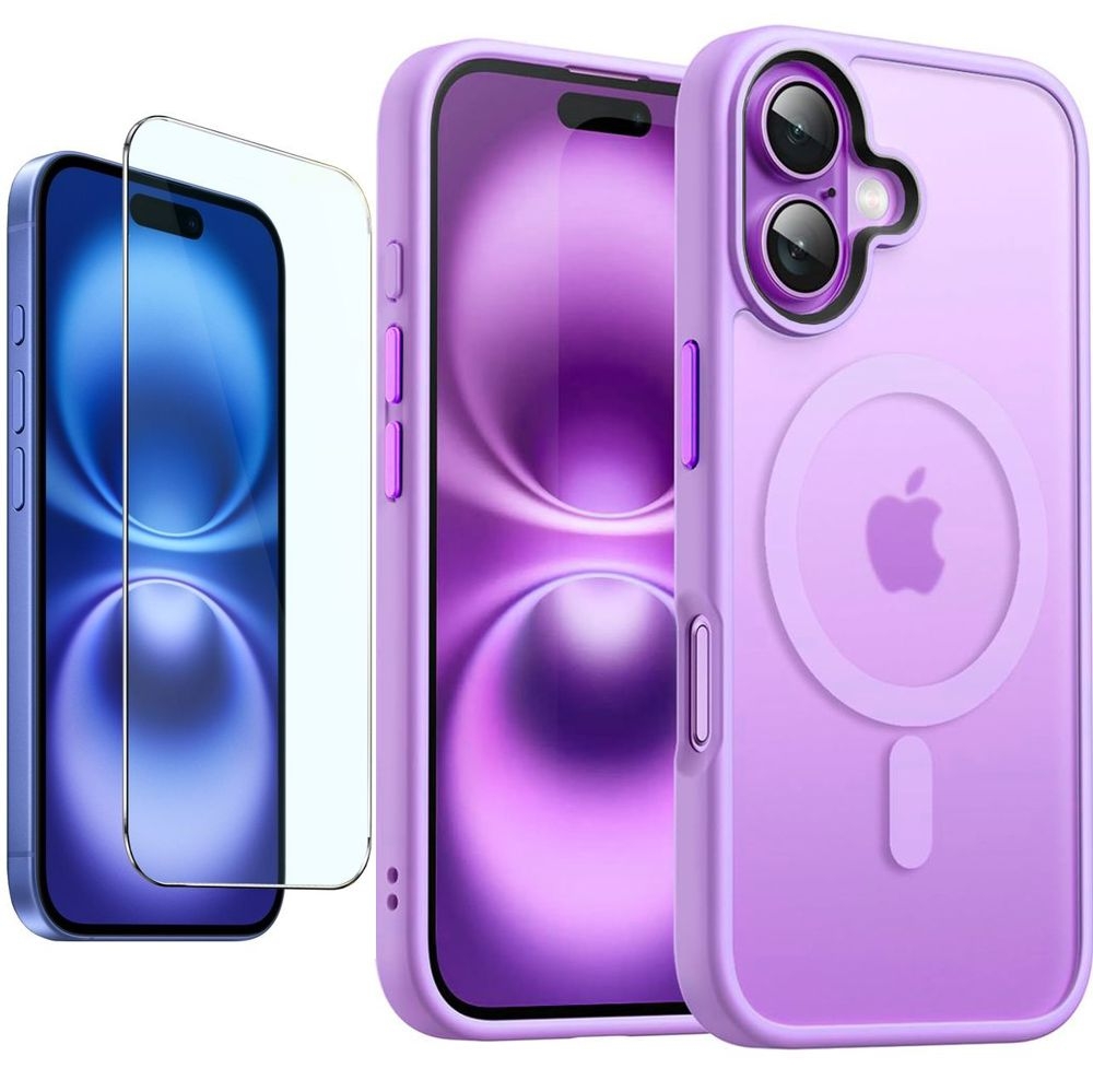 Etui Magnetic MagSafe | Matte Violet + SZKŁO do Apple iPhone 16 |