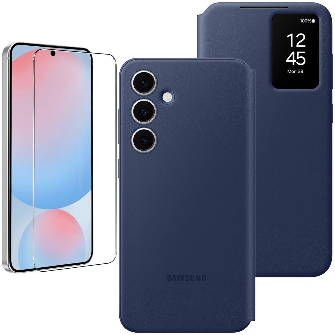 Oryginalne Etui Smart View Wallet Case | Niebieskie + SZKŁO do Samsung Galaxy S24 FE