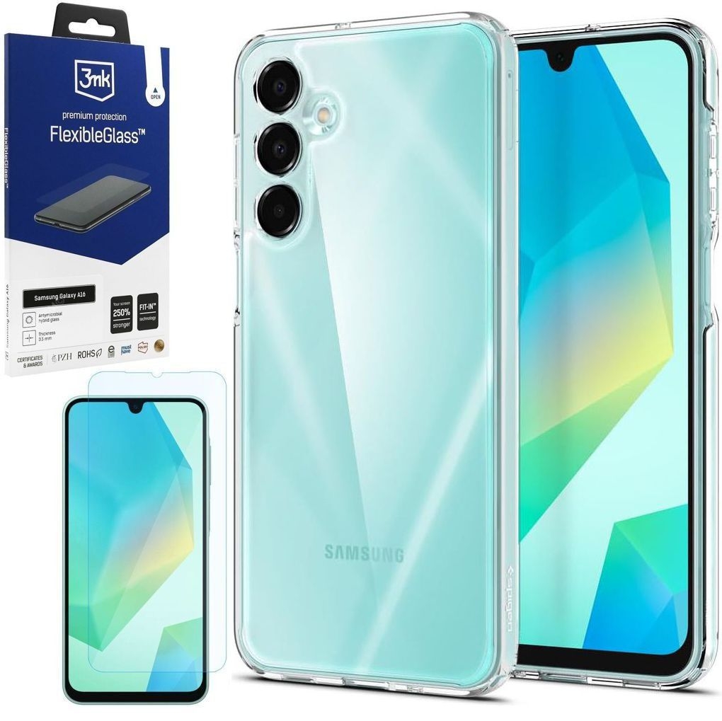 Etui SPIGEN Ultra Hybrid | Crystal Clear + SZKŁO 3mk FG do Samsung Galaxy A16 / 5G