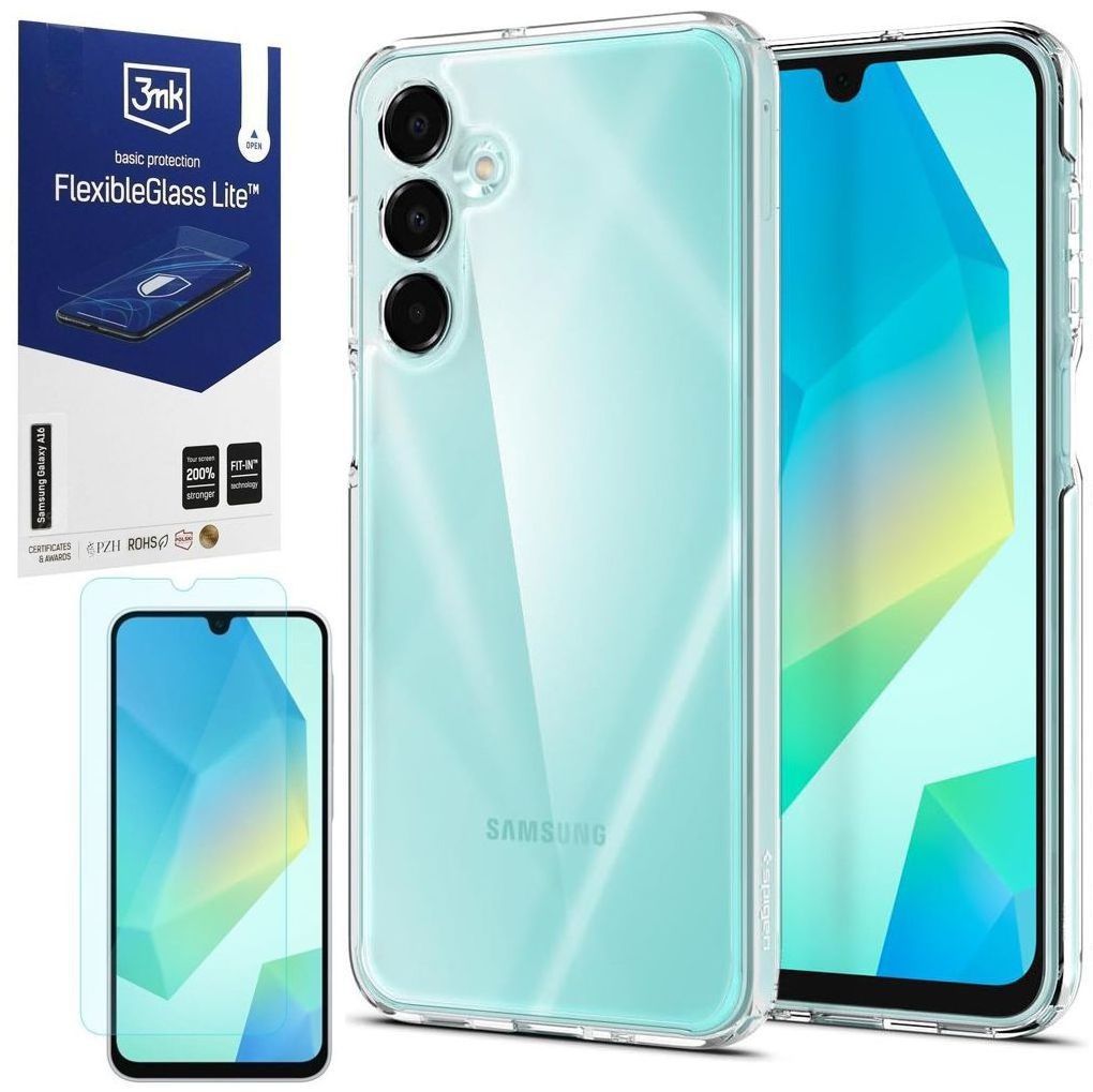 Etui SPIGEN Ultra Hybrid | Crystal Clear + SZKŁO 3mk Lite do Samsung Galaxy A16 / 5G