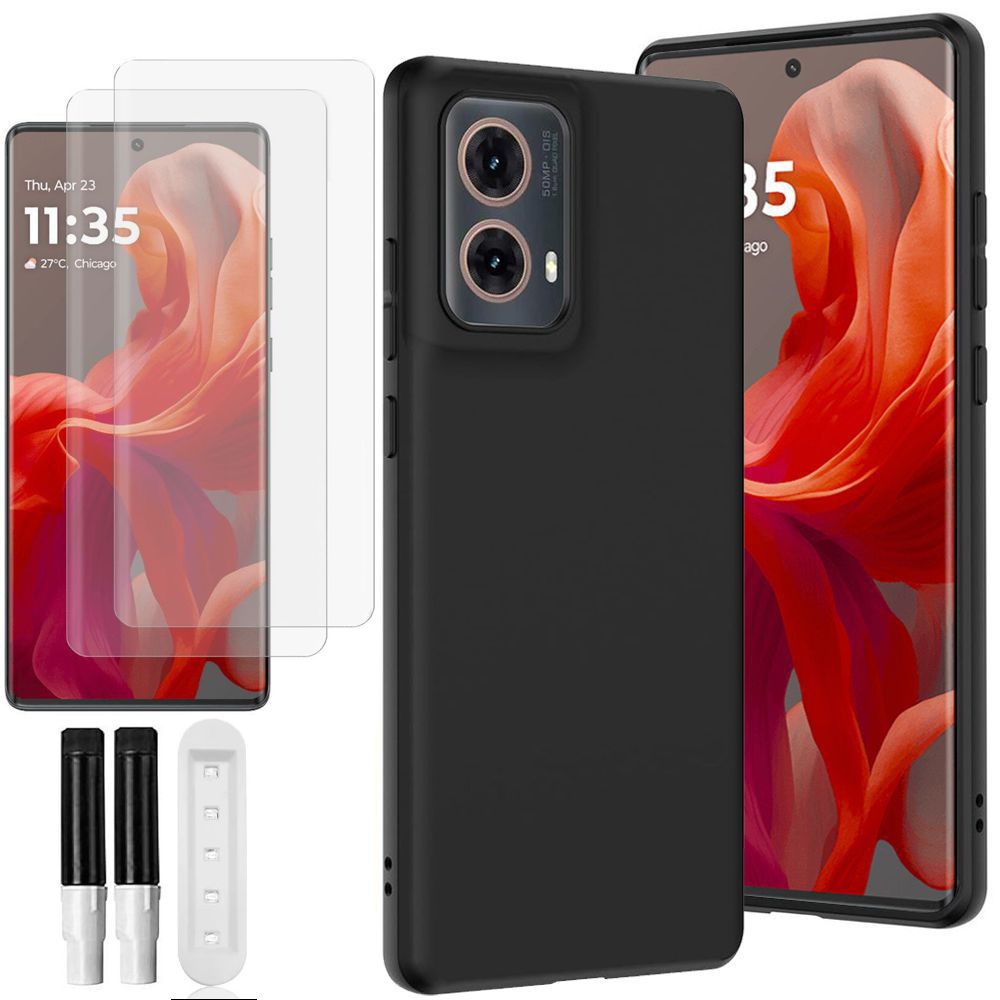 Cienkie Etui 3mk Matt Case | Black + 2x SZKŁO UV do Motorola MOTO G85 5G