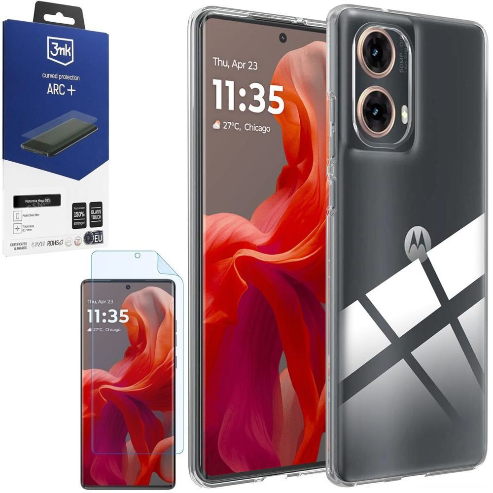 TP | Cienkie Etui Clear Case | Bezbarwne + FOLIA 3mk ARC+ do Motorola MOTO G85 5G