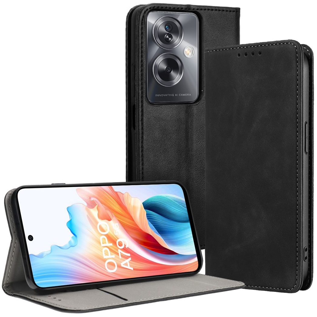 Etui z Klapką Wallet Case | Czarne do Oppo A79 5G