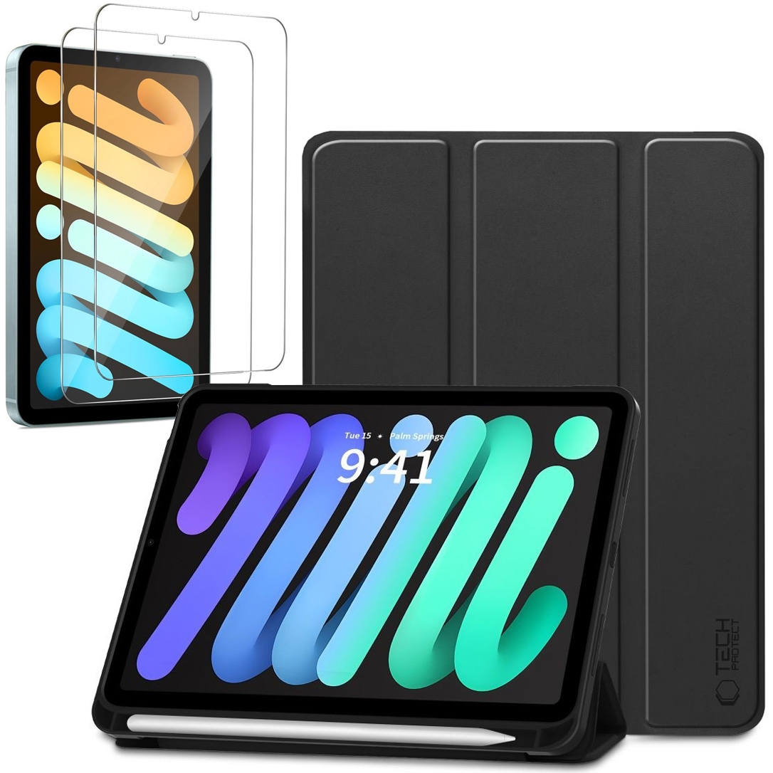 Zamykane Etui Smart Case SC PEN | Black + 2x SZKŁO do Apple iPad Mini 7 gen (A17 Pro)