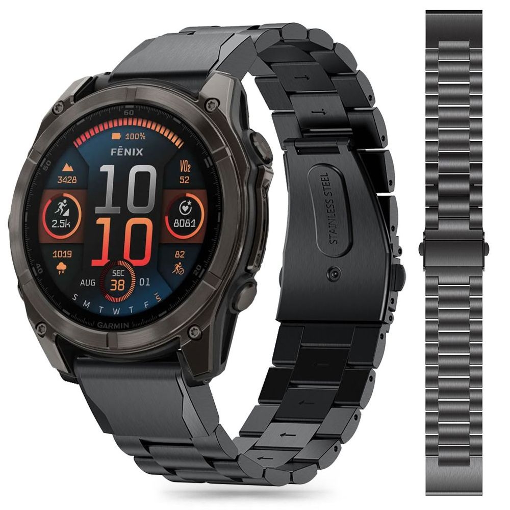Bransoleta Stalowa Pasek Stainless | 26mm | Black do Garmin Fenix 8 51mm /7X/6X Pro/6X/5X