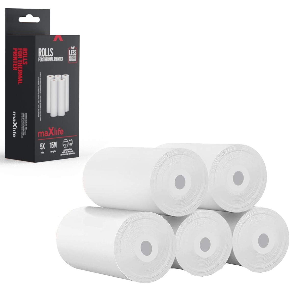 maXlife Drukuś | Papier Termiczny Termoczuły Wkład do Drukarki | 5 sztuk