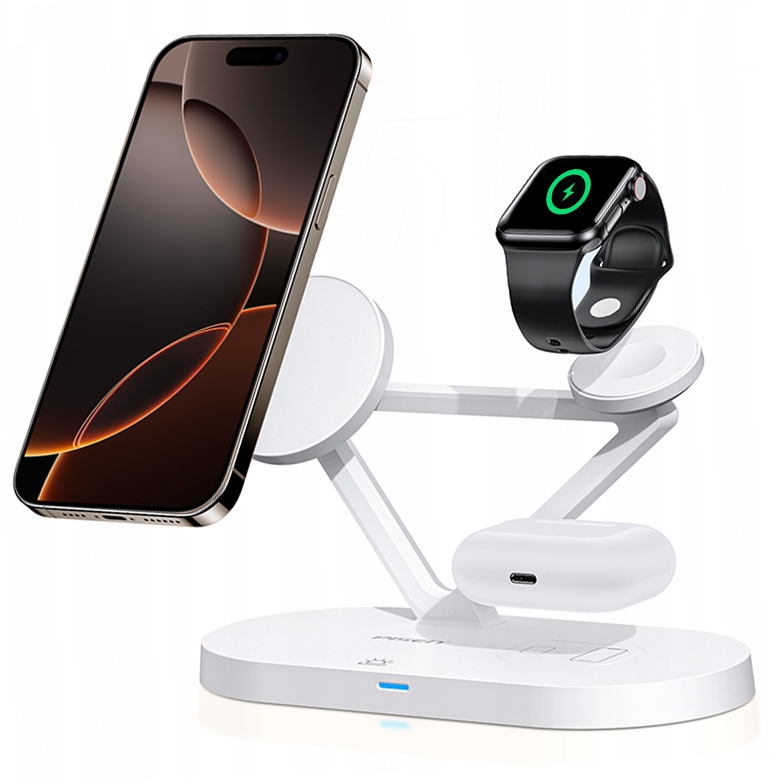 Stacja 3w1 z MagSafe | Bezprzewodowa Ładowarka Indukcyjna + Lampka Nocna LED | 15W