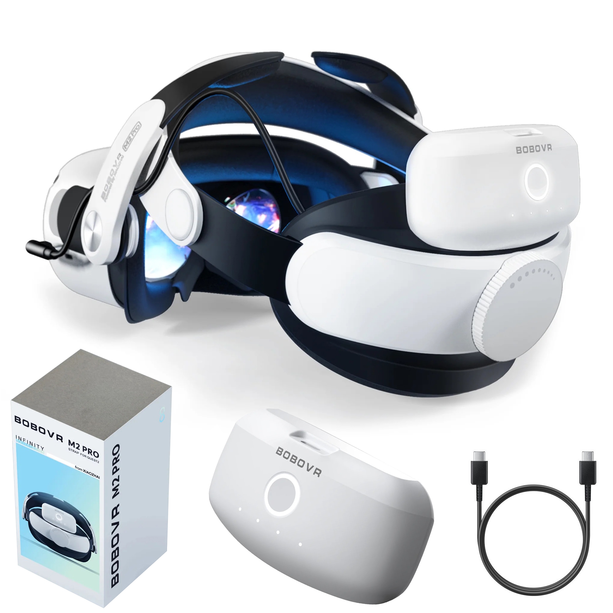 BoboVR M2 Pro | Sztywny Pasek Regulowany + Bateria 5200mAh do Oculus Meta Quest 2