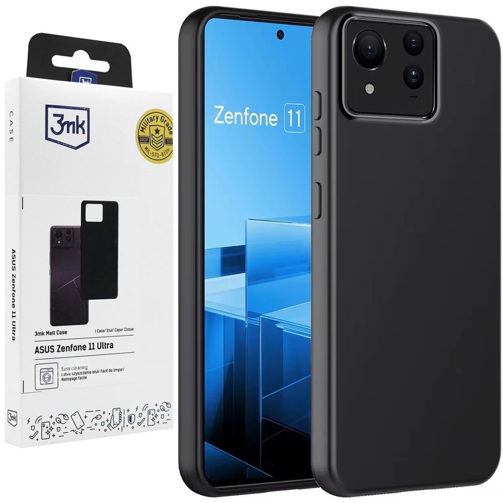 Cienkie Etui 3mk Matt Case | Black do Asus Zenfone 11 Ultra
