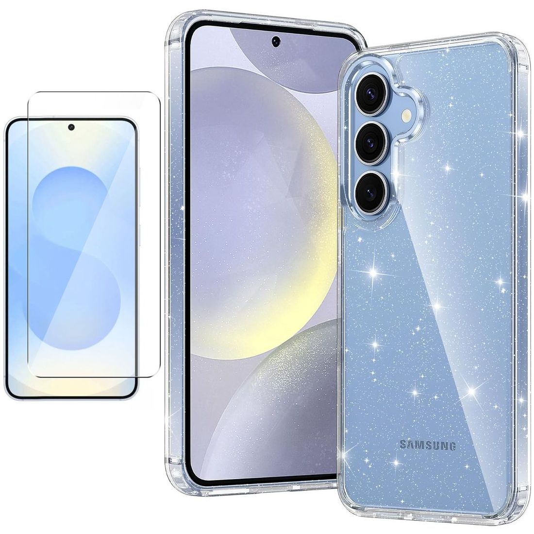 Etui Hybrydowe Clear Case | Glitter Crystal + SZKŁO do Samsung Galaxy S25 |