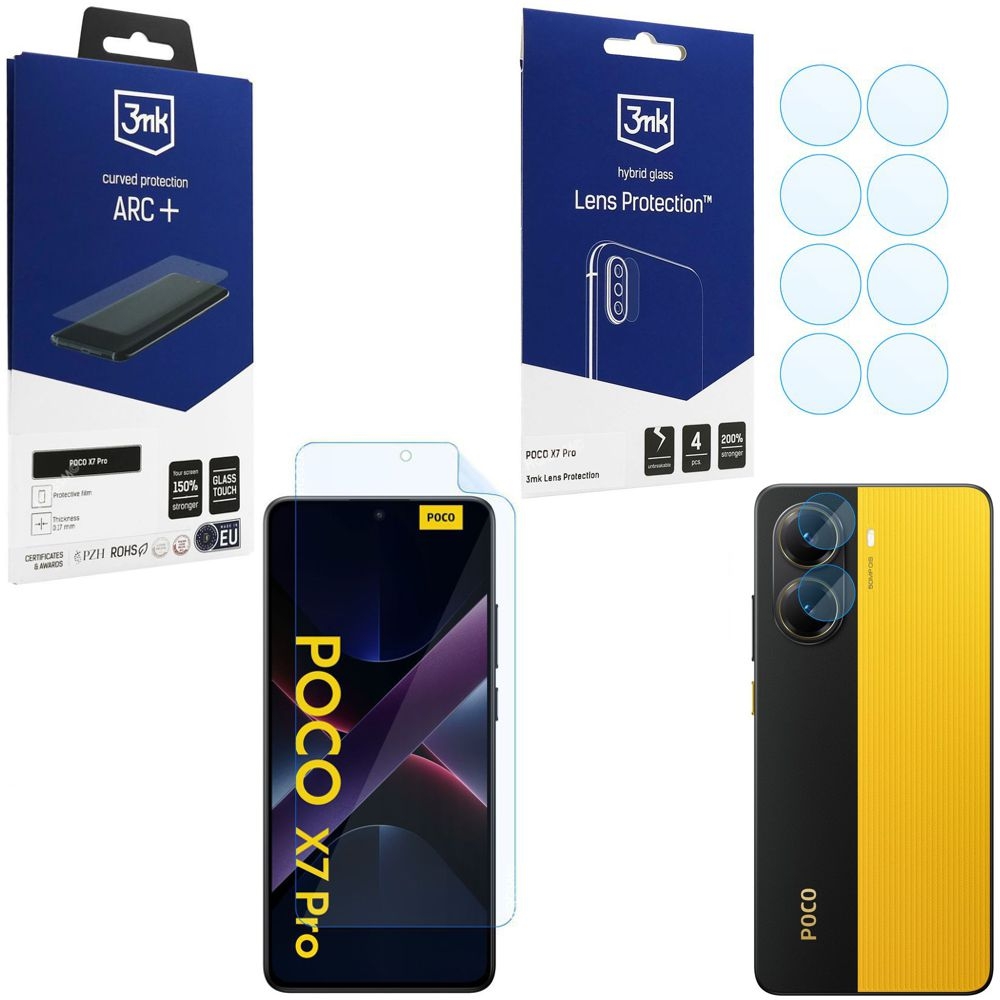 FOLIA 3mk Curved Protection ARC+ + 4x APARAT Lens Protection do Xiaomi POCO X7 Pro