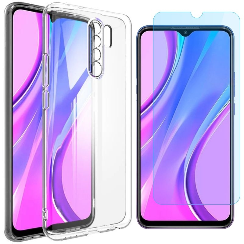 Cienkie Mocne Etui Air Case PRO 2mm | Bezbarwne + SZKŁO do Xiaomi Redmi 9